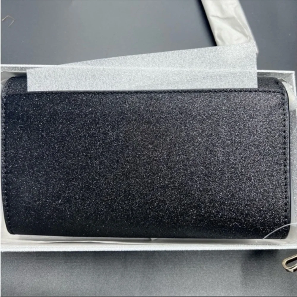 Kate Spade large black glitter tech phone wallet/ wristlet